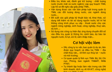 THÔNG TIN TUYỂN SINH NGÀNH QUẢN LÝ TỔNG HỢP TÀI NGUYÊN NƯỚC NĂM 2023
