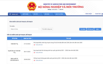 CƠ SỞ DỮ LIỆU	 CHIẾN LƯỢC QUY HOẠCH, KẾ HOẠCH NGÀNH NÔNG NGHIỆP VÀ MÔI TRƯỜNG 