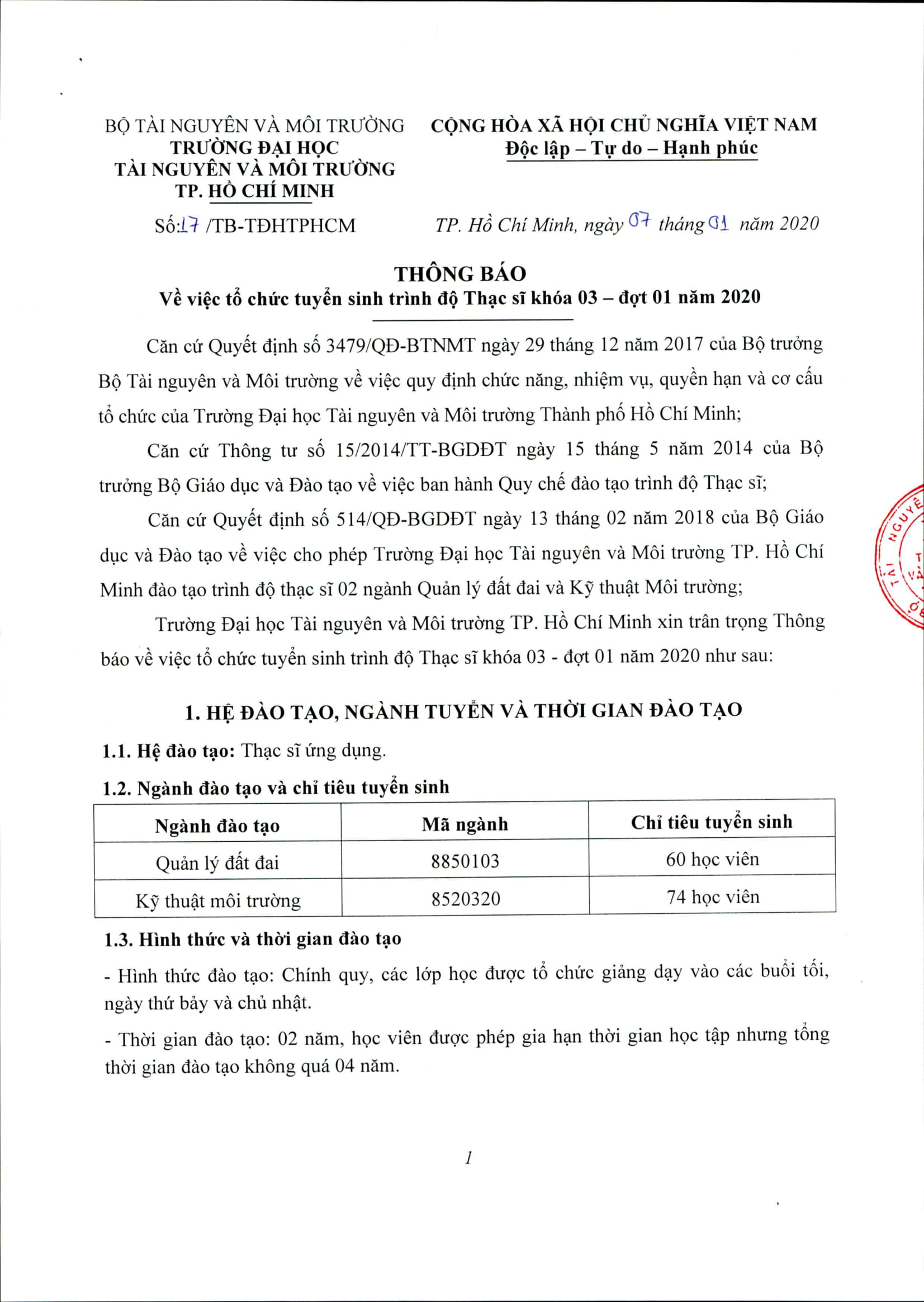 Trường ĐH Tài nguyên và Môi trường Tp. HCM