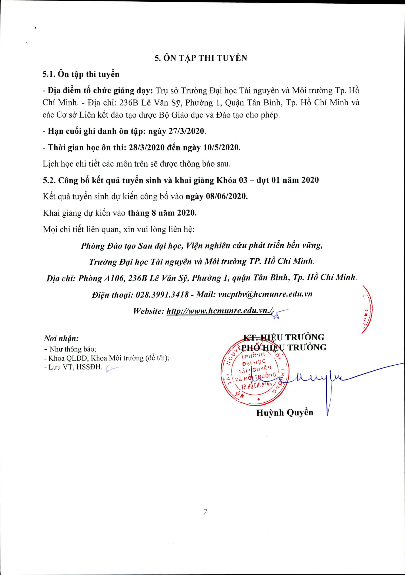 Trường ĐH Tài nguyên và Môi trường Tp. HCM